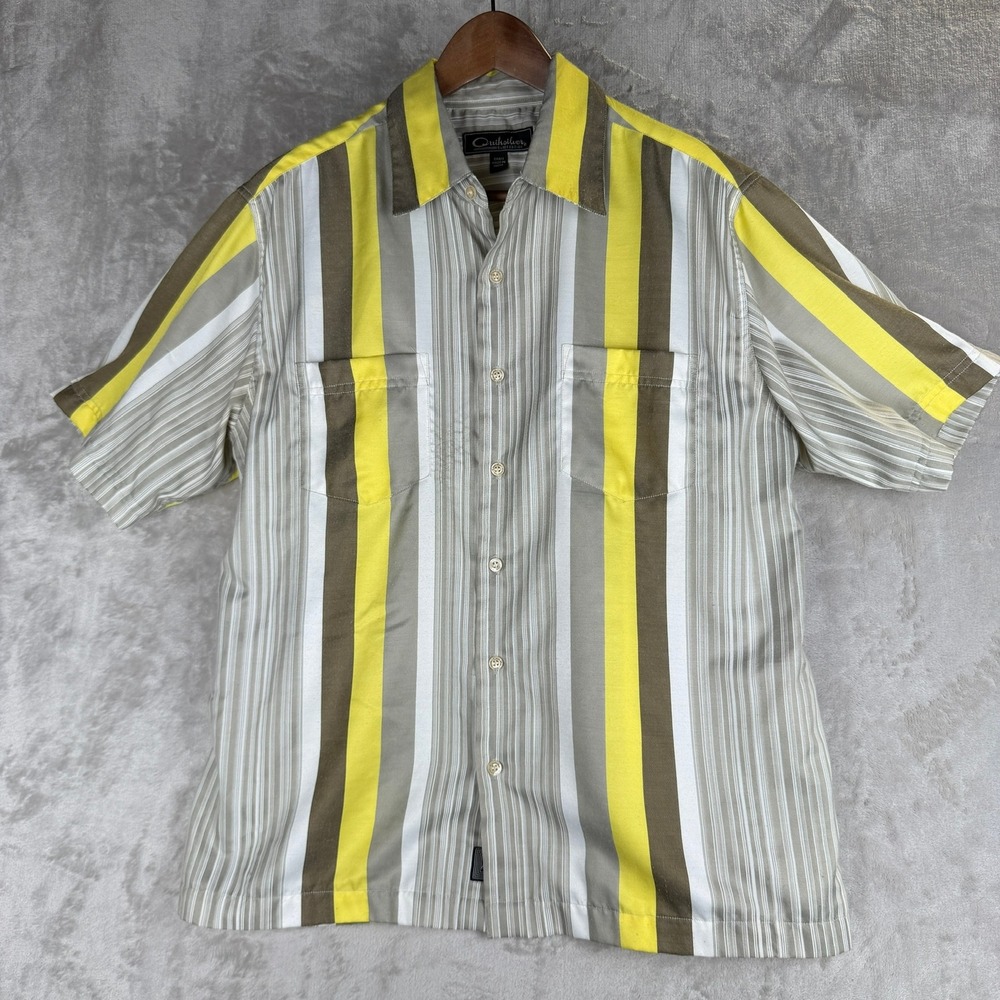 vintage Quiksilver Silver Edition Mens Small Short Sleeve Button Down Shirt Grey